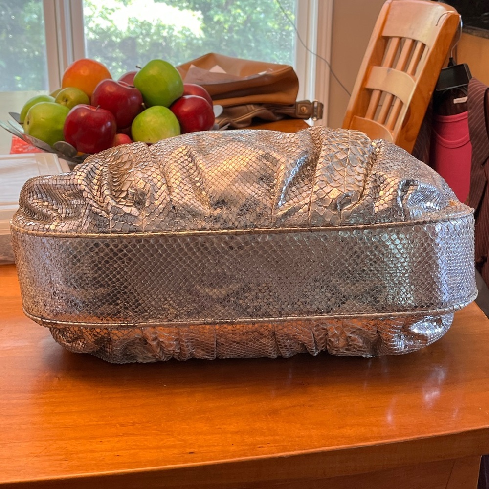 Zagliani Python Silver Extra Large Tote Purse - image 5